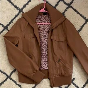 Rue21 Brown/Cheetah Print Faux Leather Jacket